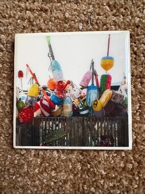 Roberta Anslow Signed Ceramic Tile w Photography titled "Provincetown Buoys I"